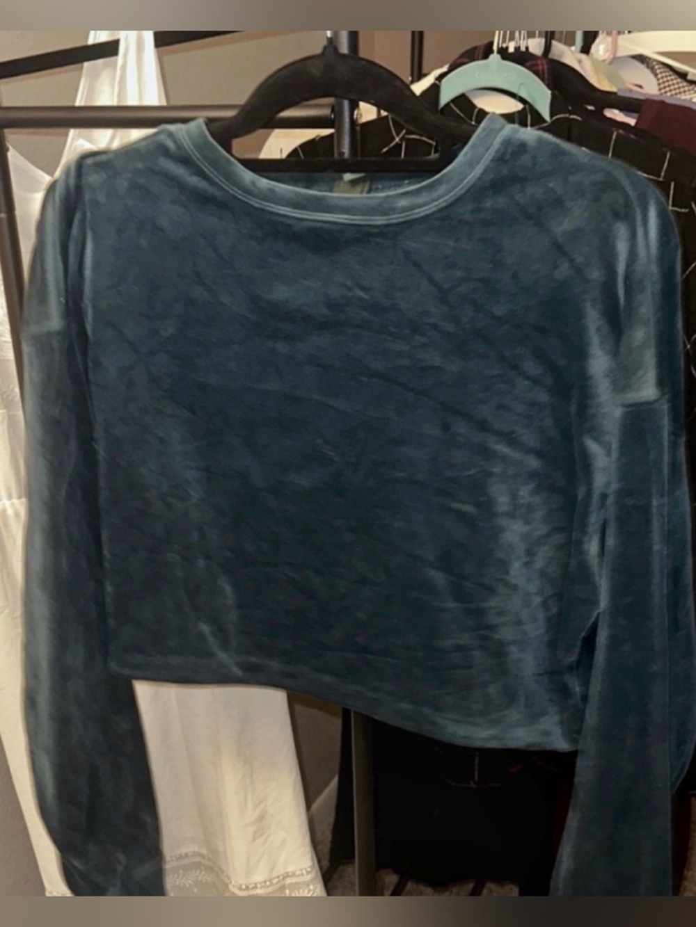 Wild Fable Deep Teal Velvet Crop Top Size Small